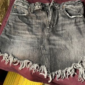 Free people black denim mini skirt size 28